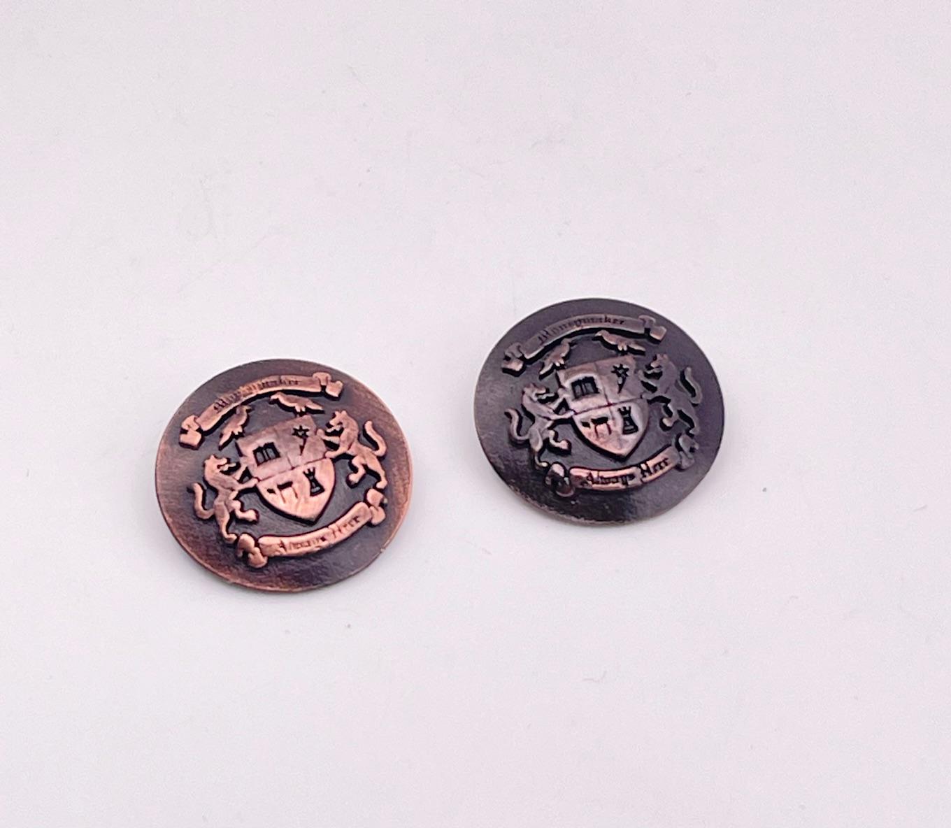 20mm Custom Metal Shank Buttons for Jackets, Coats, Dresses, Blazers, Clothing | Custom Decorative Buttons