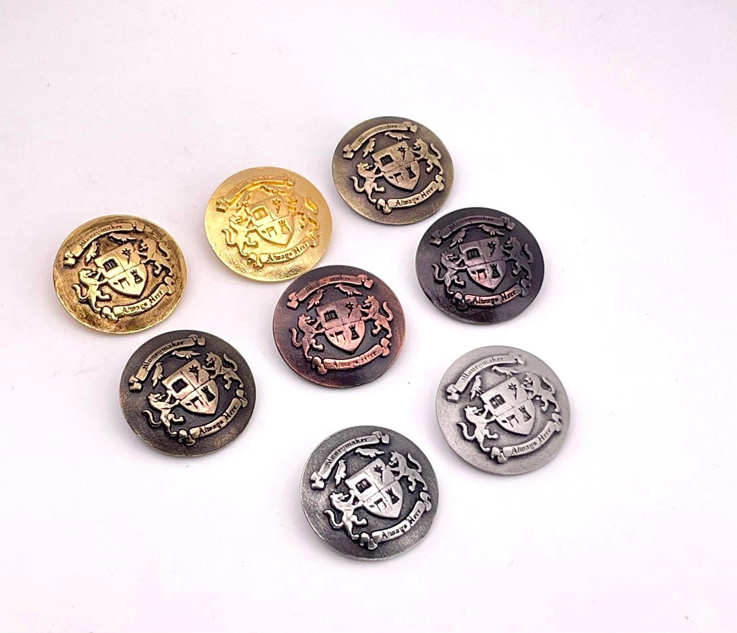 20mm Custom Metal Shank Buttons for Jackets, Coats, Dresses, Blazers, Clothing | Custom Decorative Buttons